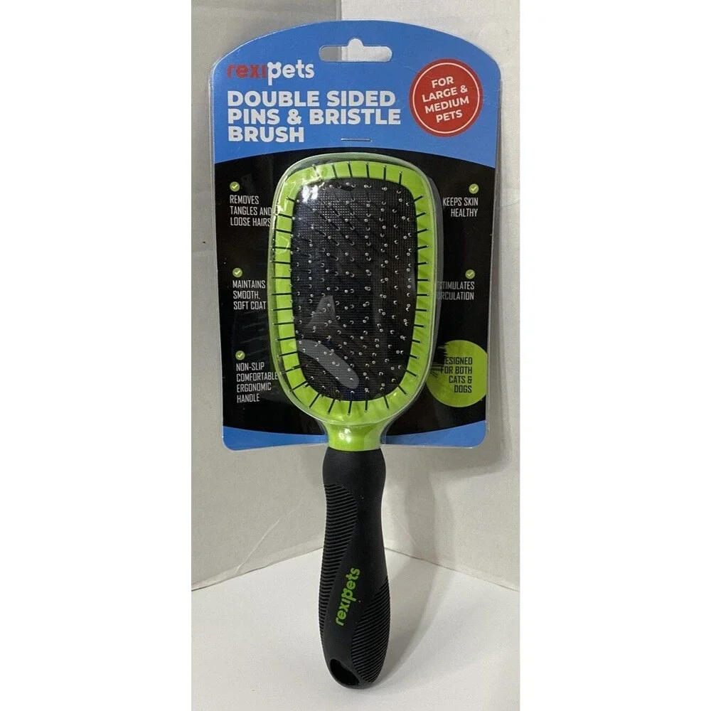 RexiPets Double Sided Pins & Bristle Brush & Comb For Dogs & Cats New
